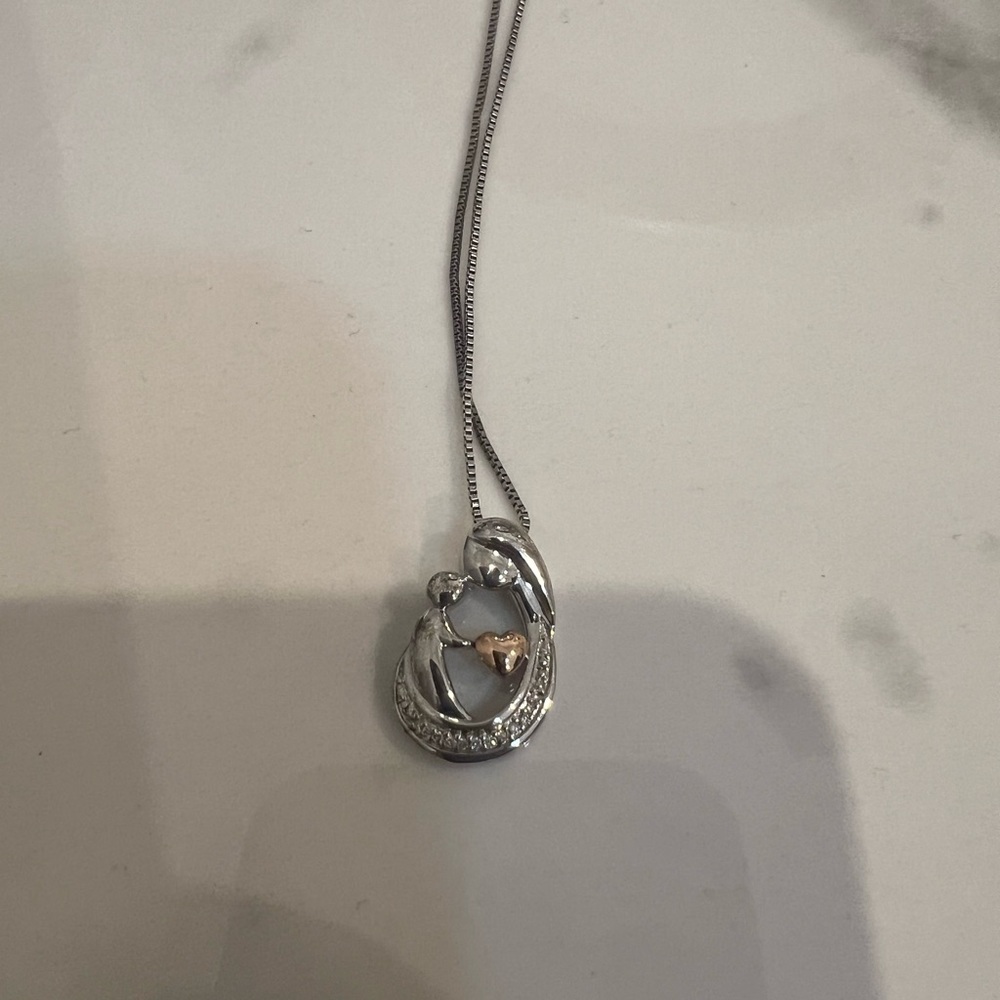 Mother Daughter Sterling Silver Necklace - Picture 3 of 6